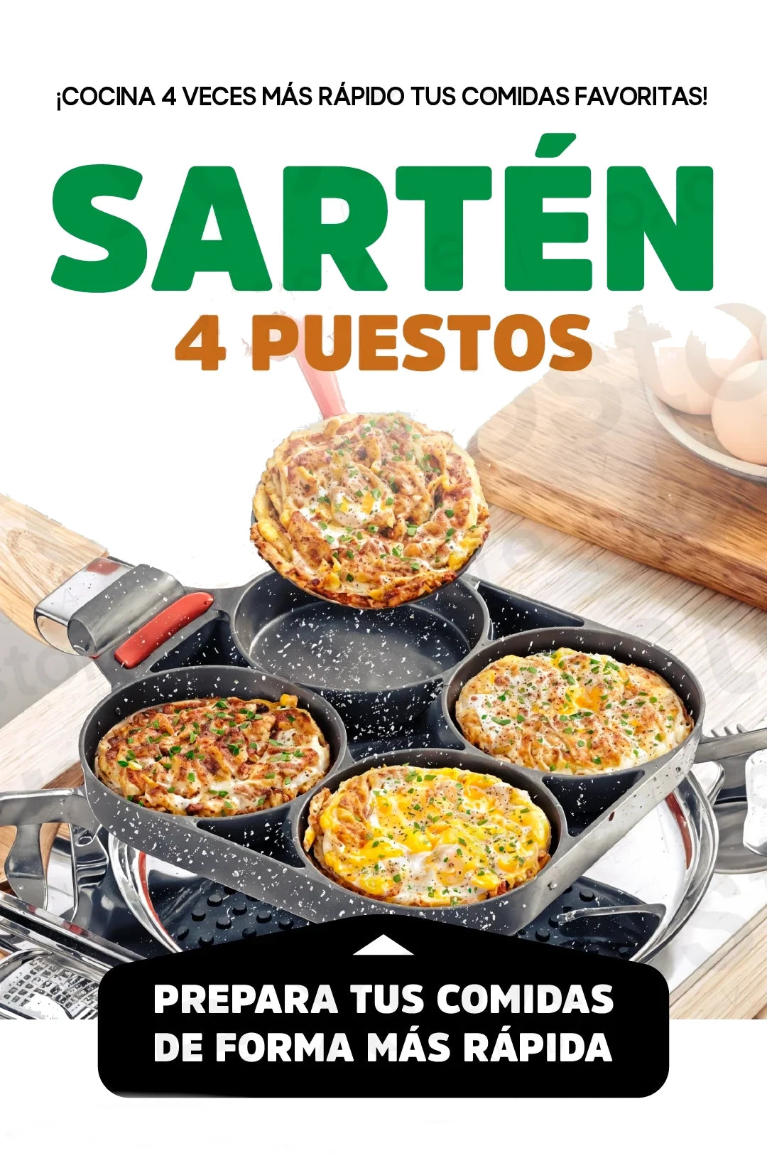 Sartén antiadherente de 4 secciones